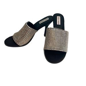Steve Madden Veera shoe size 11M rhinestone top 4 inch heels black bottom.